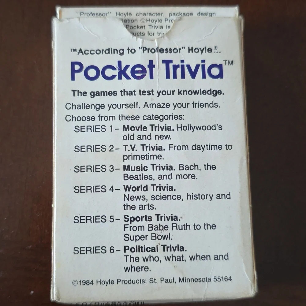 Vintage 1984 Professor Hoyle Pocket Television TV Game Card Deck Series 2 Hoyle